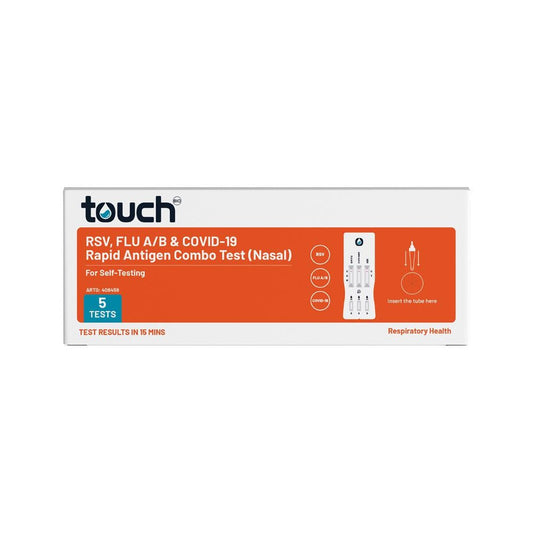 TOUCH BIO SELF TEST KIT - RSV TRIPLE RAT RSV FLU A/B COVID19 (NASAL) X 5 TESTS