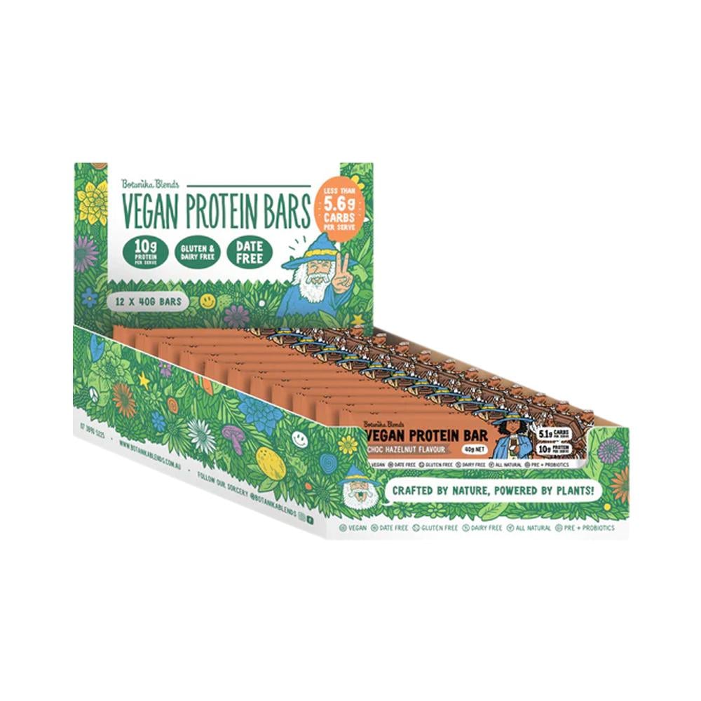BOTANIKA BLENDS VEGAN PROTEIN BARS CHOC HAZELNUT 40G X 12 DISPLAY