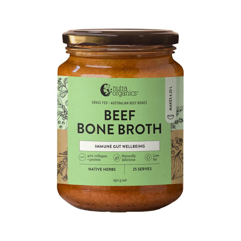 NUTRA ORGANICS BONE BROTH BEEF CONCENTRATE NATIVE HERBS 250G