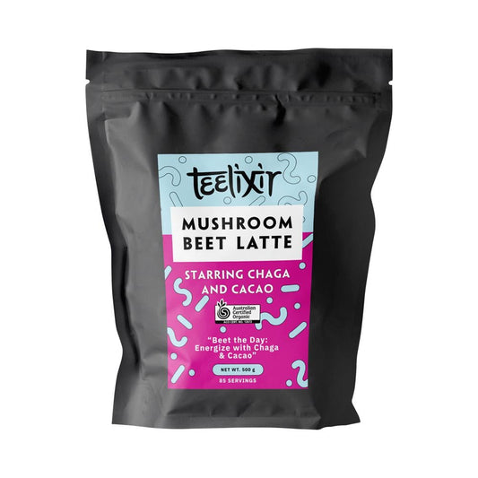 TEELIXIR ORGANIC MUSHROOM BEET LATTE (STARRING CHAGA AND CACAO) 500G