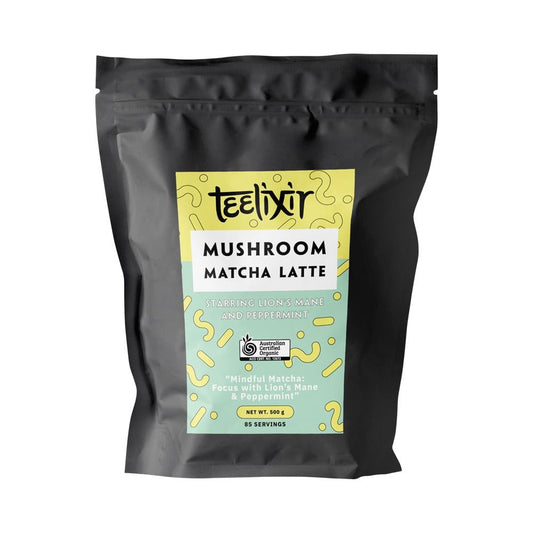 TEELIXIR ORGANIC MUSHROOM MATCHA LATTE (STARRING LIONS MANE AND PEPPERMINT) 500G