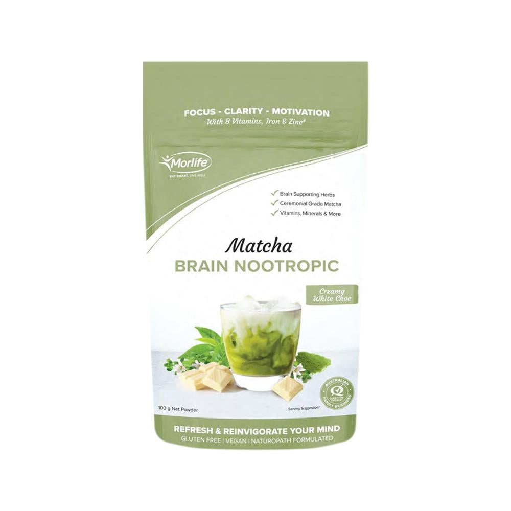 MORLIFE MATCHA BRAIN NOOTROPIC CREAMY WHITE CHOCOLATE 100G