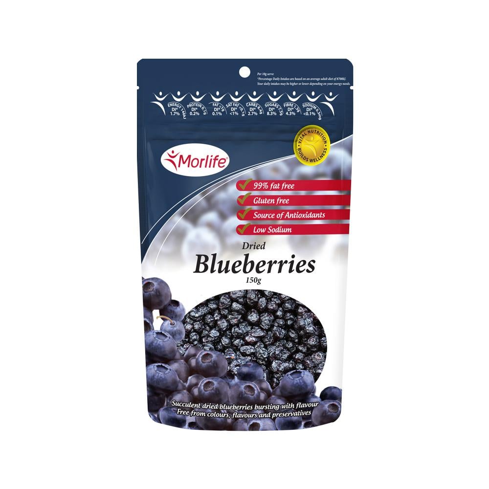 MORLIFE DRIED BLUEBERRIES 150G