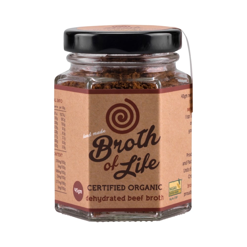 BROTH OF LIFE ORGANIC DEHYDRATED BEEF BROTH JAR 45G
