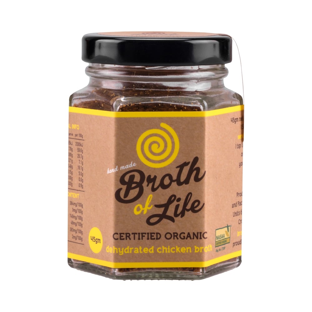 BROTH OF LIFE ORGANIC DEHYDRATED CHICKEN BROTH JAR 45G