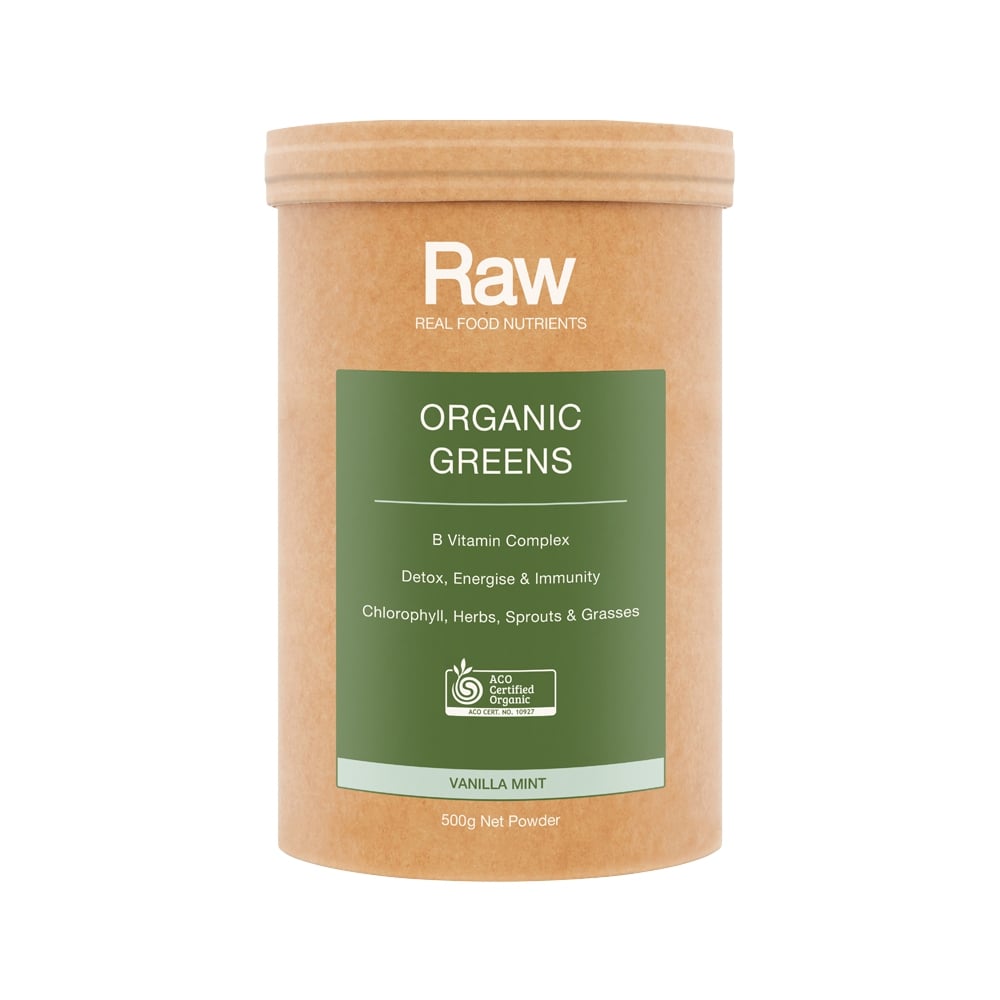 RAW REAL FOOD NUTRIENTS ORGANIC GREENS VANILLA MINT 500G