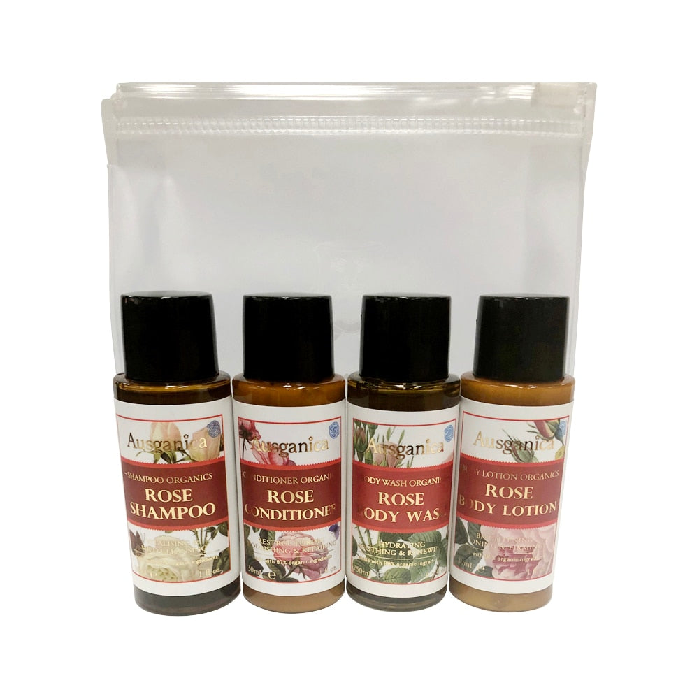Ausganica Organic Hair & Body Travel Kit Organic Rose 30ml x 4 Pack