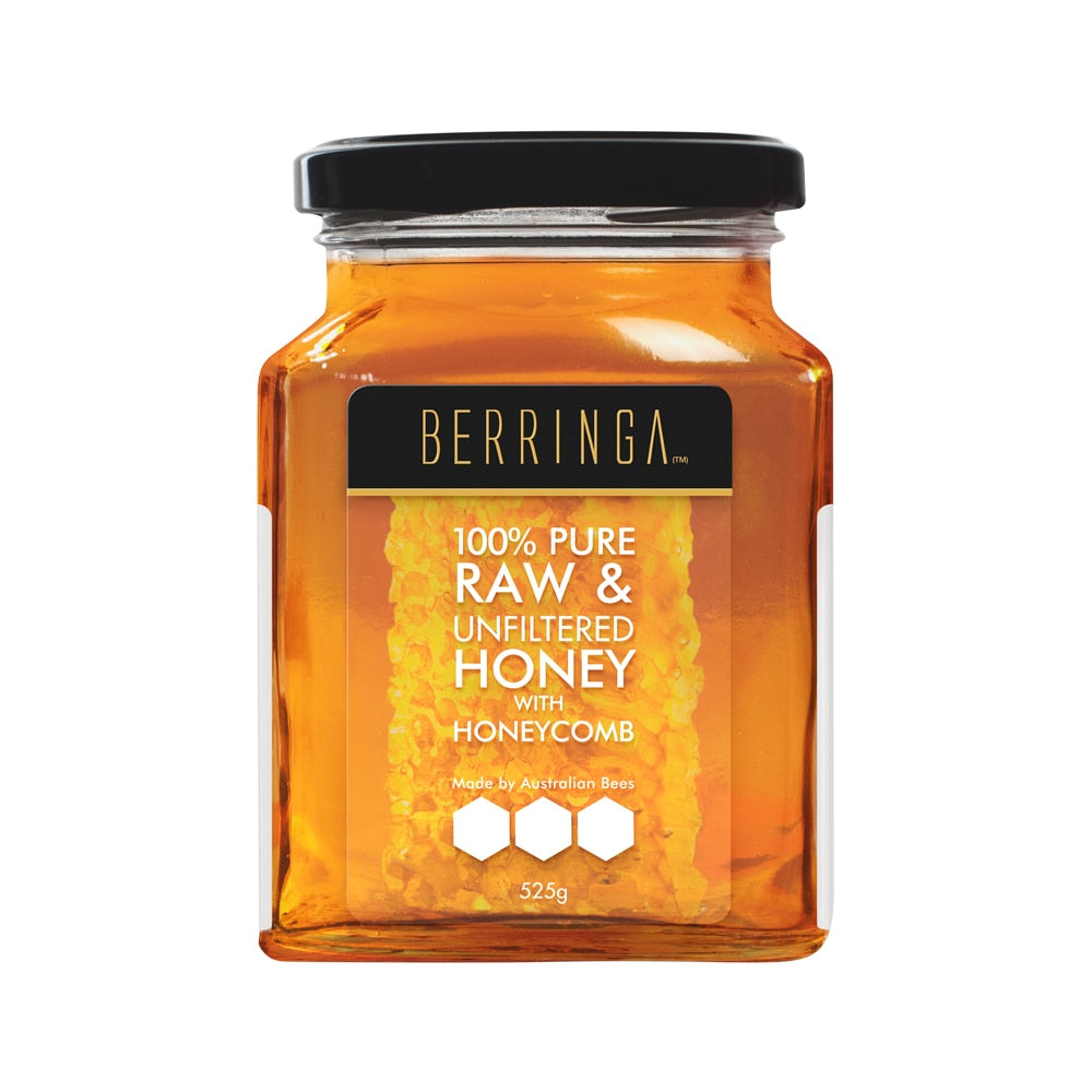 Berringa 100% Pure Raw & Unfiltered Honey with Honeycomb 525g