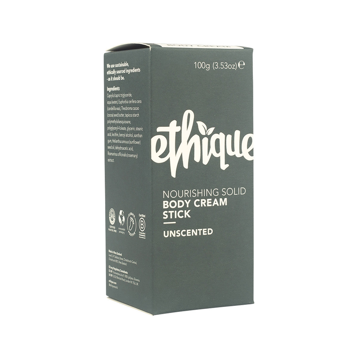 ETHIQUE Body Cream Stick Nourishing Solid Unscented 100g