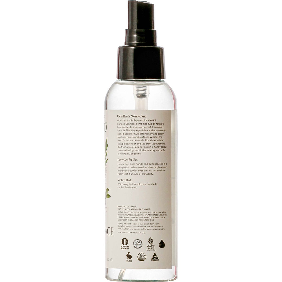 Natural Hand & Surface Spray Rosalina & Peppermint 125ml