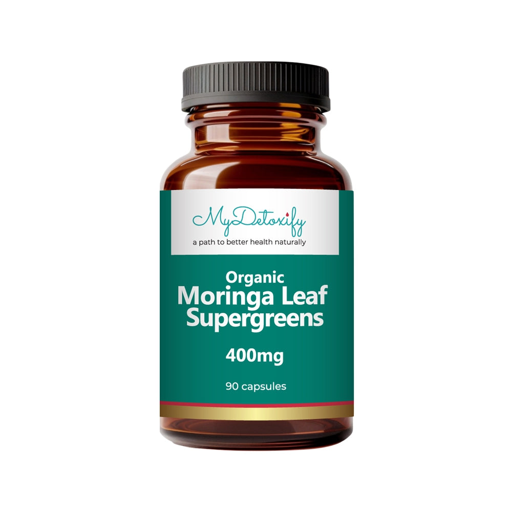 MYDETOXIFY ORGANIC MORINGA LEAF SUPERGREENS 400MG 90C