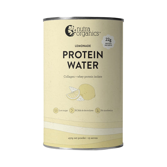 NUTRA ORGANICS PROTEIN WATER COLLAGEN + WHEY PROTEIN ISOLATE LEMONADE 450G