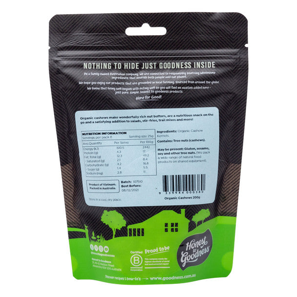 Organic Cashews 200g
