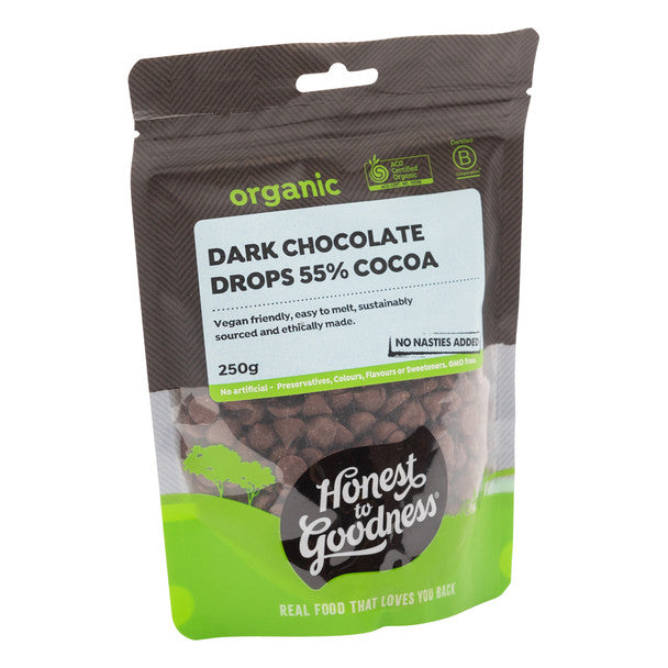 Organic Dark Chocolate Drops 55% Cocoa 250g