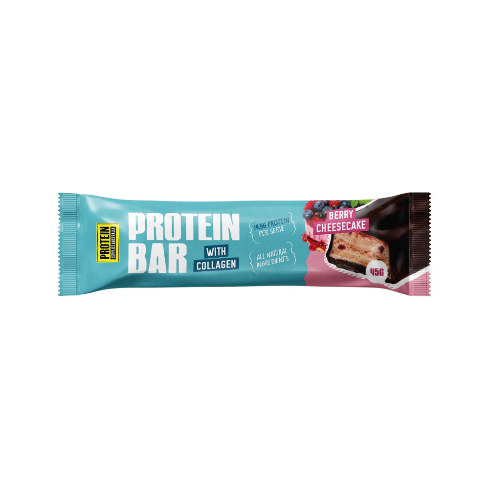 PROTEIN SUPPLIES AUSTRALIA PROTEIN BAR WITH COLLAGEN BERRY CHEESECAKE 45G X 12PK