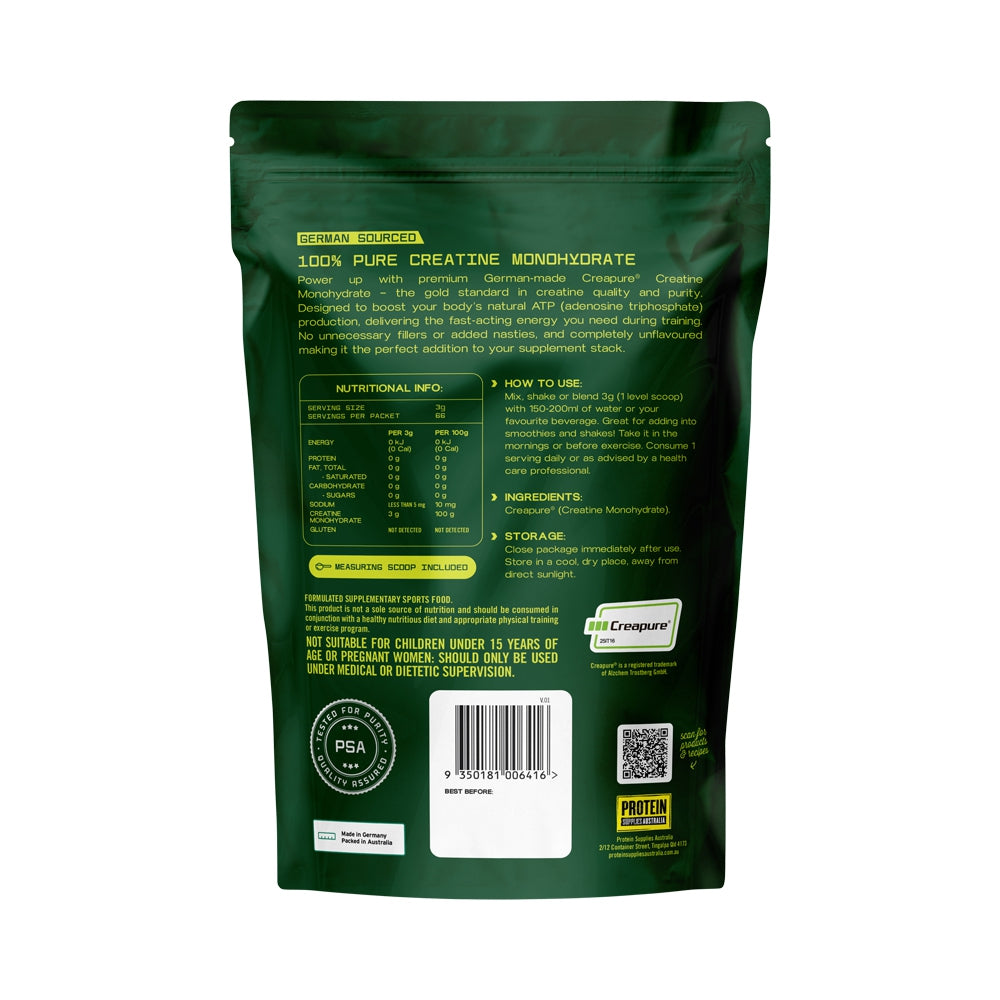 PROTEIN SUPPLIES AUSTRALIA GERMAN SOURCED CREATINE UNFLAVOURED 200G