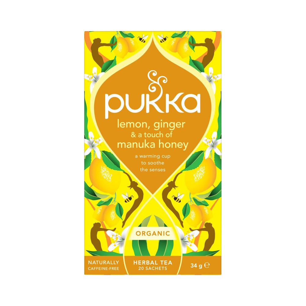 PUKKA ORGANIC LEMON GINGER & A TOUCH OF MANUKA HONEY X 20 TEA BAGS