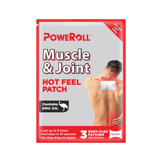 PoweRoll Muscle & Joint Hot Feel Patch x 3 Pack