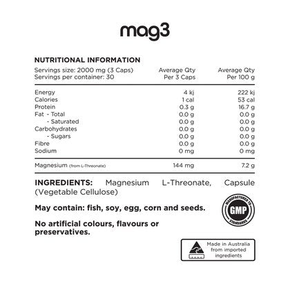 Mag3 100% Pure Magnesium L-Threonate 90 Caps