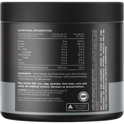 Lion's Mane 100% Pure Organic Unflavoured 60g