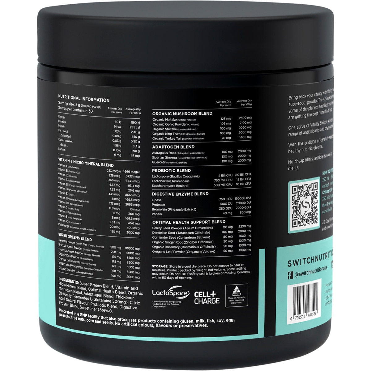 Vitality Revitalising Greens Powder Mango Passionfruit 150g