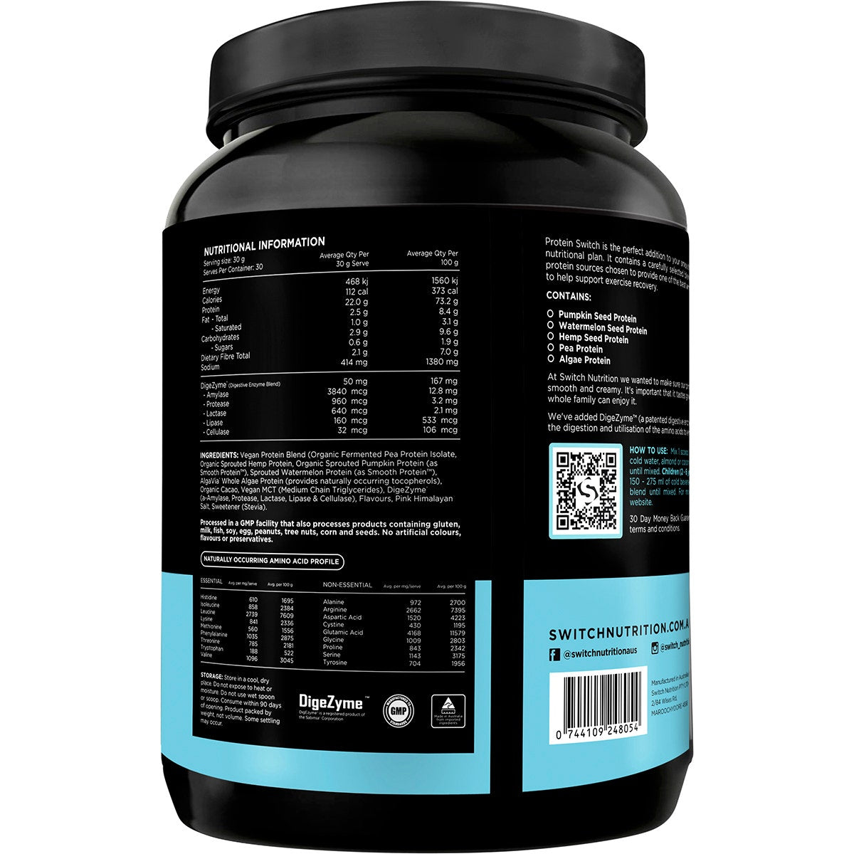 Protein Organic Sprouted Plant Choc Sea Salt 900g