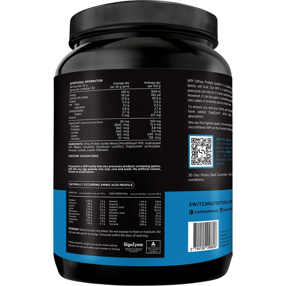 WPI Premium Whey Protein Isolate Unflavoured 900g