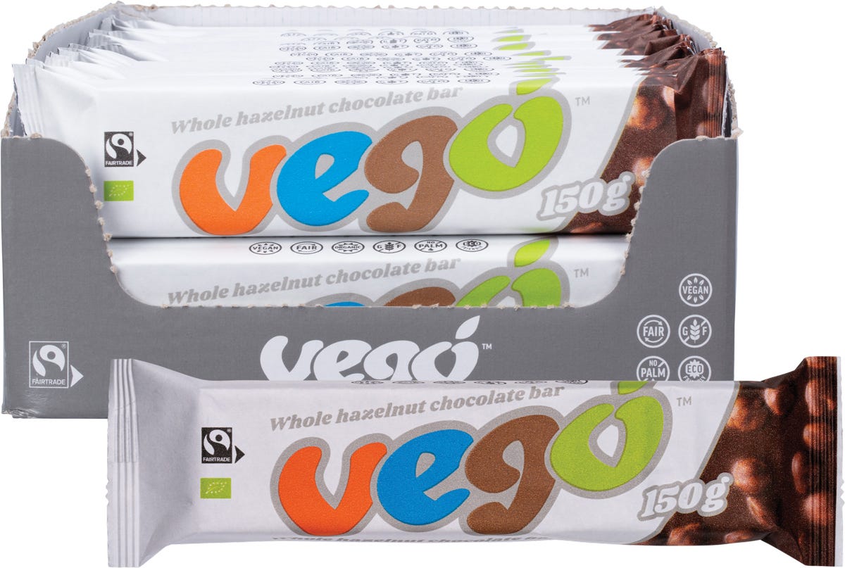 VEGO Whole Hazelnut Chocolate Bar Mini 20x65g