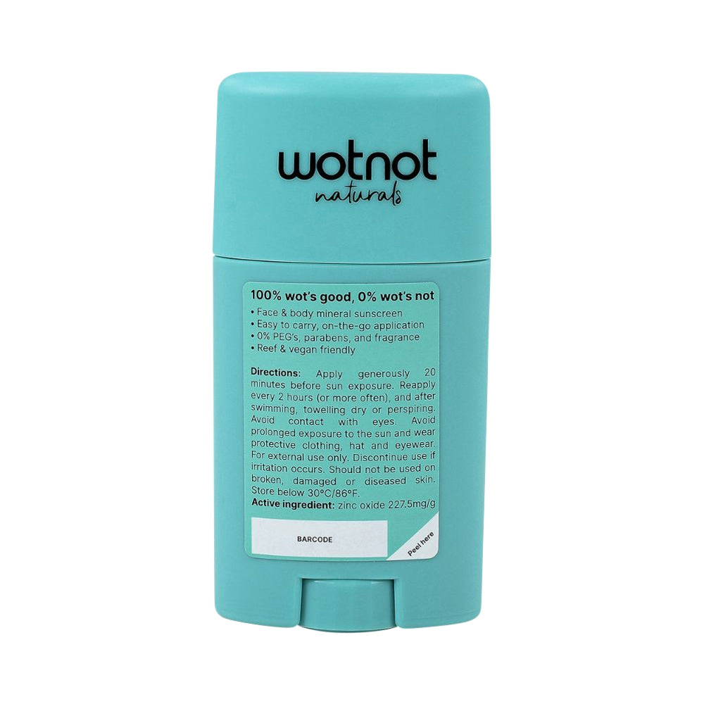 WOTNOT SUNSCREEN STICK NATURAL ZINC SPF50 45G