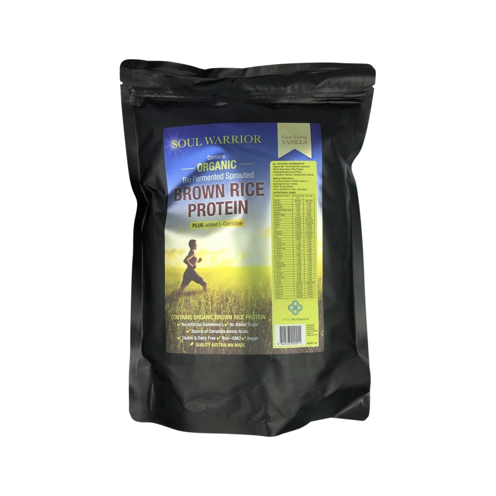 Wise Nutrients Soul Warrior Organic Brown Rice Protein Vanilla Plus L-Carnitine 1kg