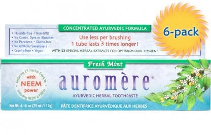 Toothpaste Ayurvedic Fresh Mint Fluoride Free 6x117g