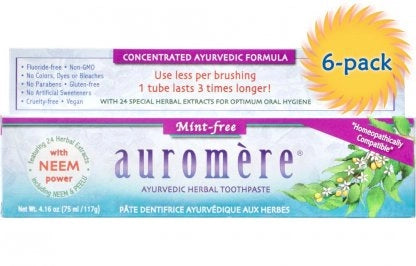Toothpaste Ayurvedic Mint Free Fluoride Free 6x117g