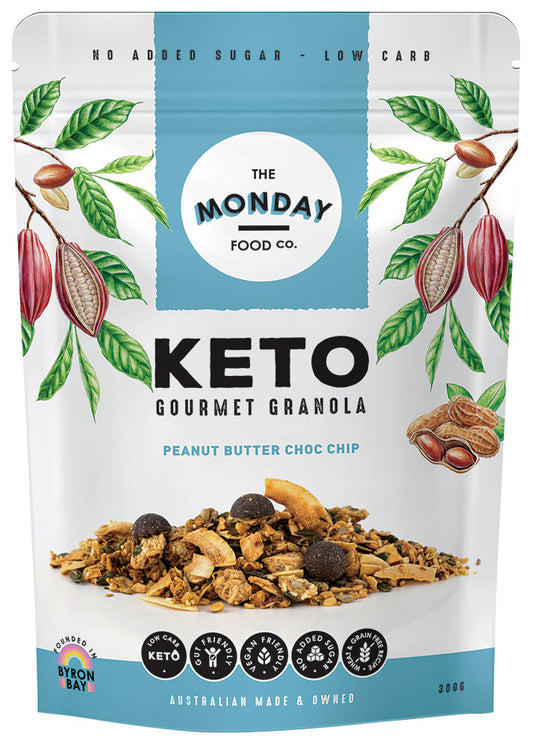 THE MONDAY FOOD CO. Keto Gourmet Granola Peanut Butter Chocolate Chip 300g