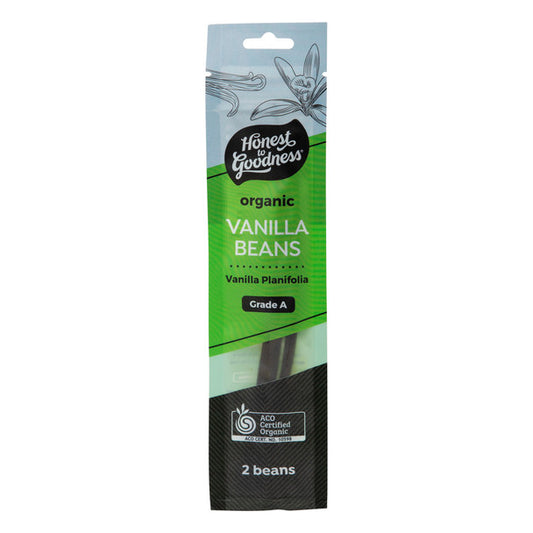 Honest To Goodness Organic Vanilla Beans Planifolia Grade A 2 pods