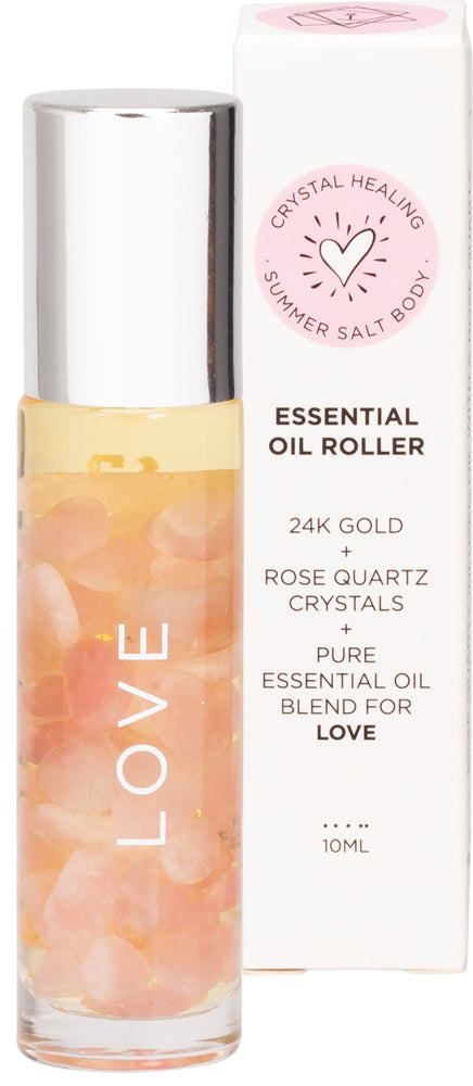 SUMMER SALT BODY Essential Oil Roller 24K Gold Love Rose Quartz 10ml