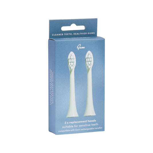 GEM TOOTHBRUSH ELECTRIC	REPLACEM HEAD MINTGREEN X 2 PK