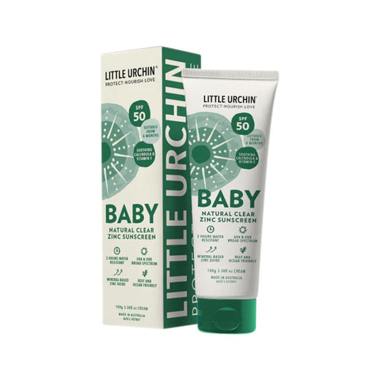 LITTLE URCHIN NATURAL BABY SUNSCREEN CLEAR ZINC SPF 50 100G