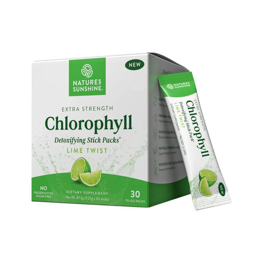 NATURES SUNSHINE POWDERED CHLOROPHYLL LIME TWIST SACHETS 2.25G X 30 PACK