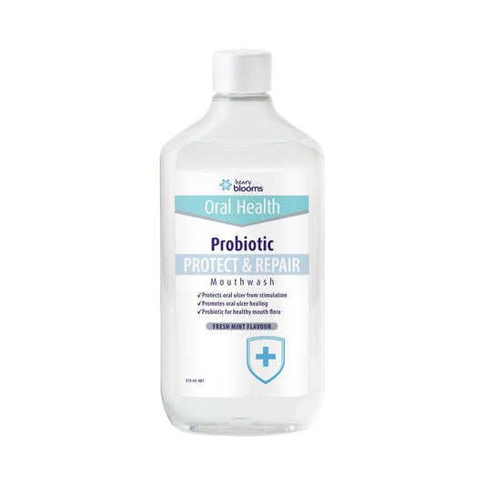 HENRY BLOOMS ORAL HEALTH PROBIOTIC MOUTHWASH PROTECT REPAIR MINT 375ML