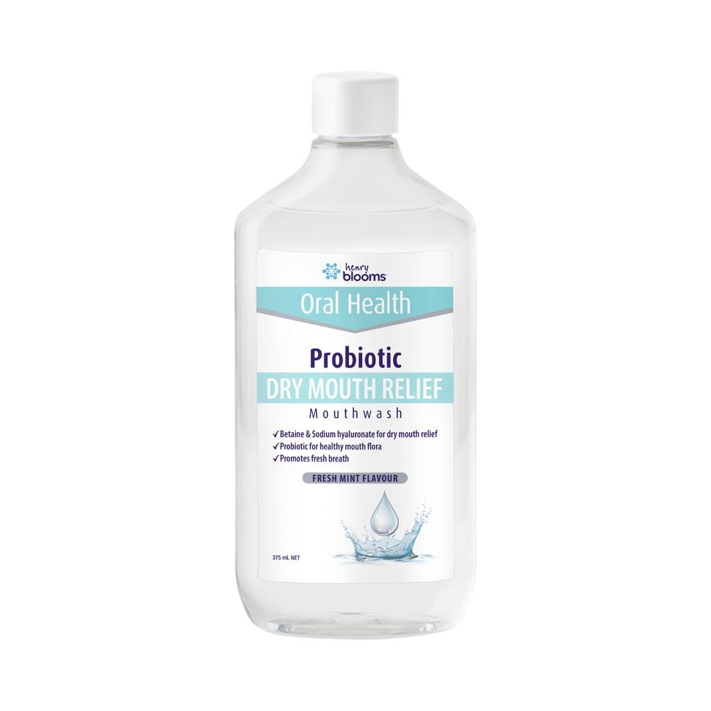 HENRY BLOOMS ORAL HEALTH PROBIOTIC MOUTHWASH DRY MOUTH RELIEF MINT 375ML
