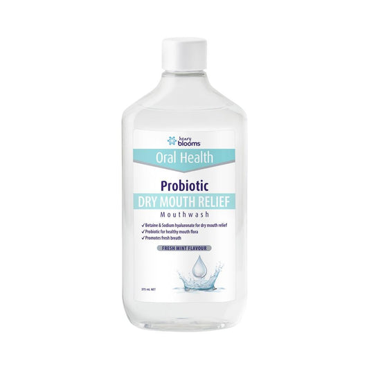 HENRY BLOOMS ORAL HEALTH PROBIOTIC MOUTHWASH DRY MOUTH RELIEF MINT 375ML