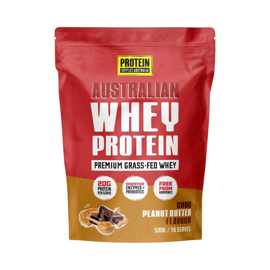 PROTEIN SUPPLIES AUSTRALIA AUSTRALIAN WHEY PROTEIN CHOC PEANUT BUTTER 500G