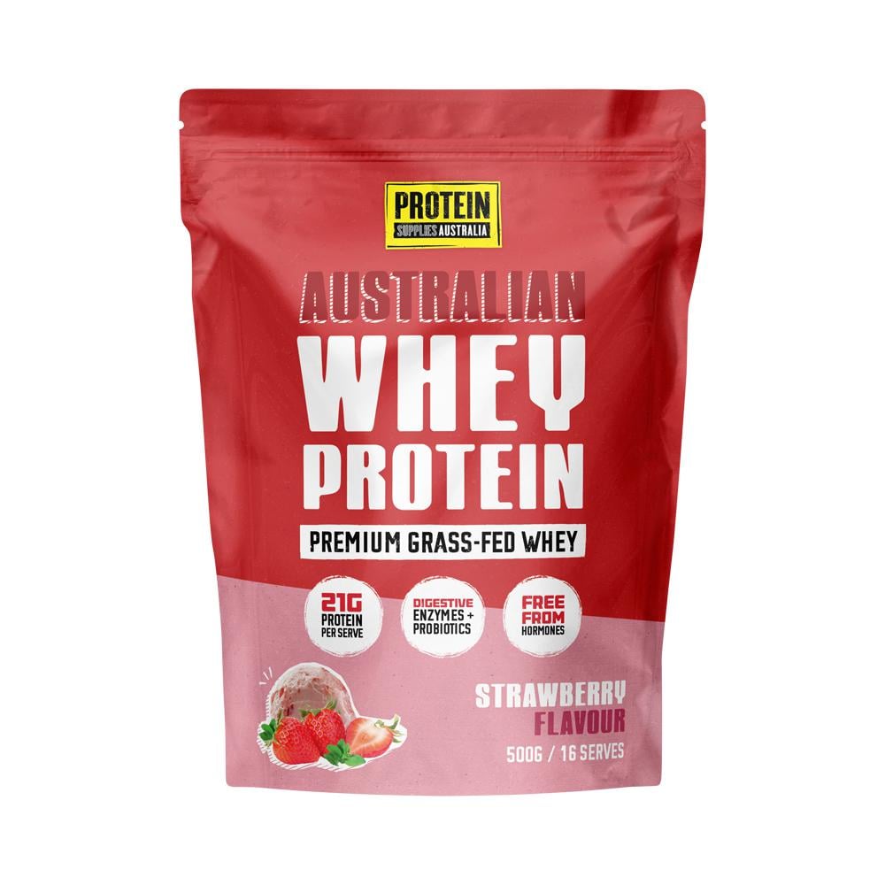 PROTEIN SUPPLIES AUSTRALIA AUSTRALAIN WHEY PROTEIN STRAWBERRY 500G