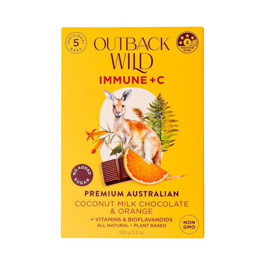 OUTBACK WILD IMMUNE + C COCONUT MILK CHOCOLATE & ORANGE 20G X 5PK