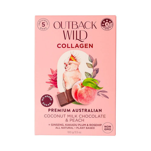 OUTBACK WILD COLLAGEN COCONUT MILK CHOCOLATE & PEACH 20G X 5PK