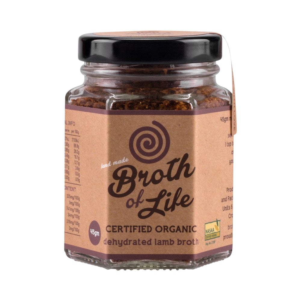 BROTH OF LIFE ORGANIC DEHYDRATED LAMB BROTH JAR 45G