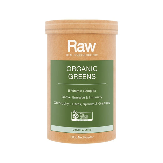 RAW REAL FOOD NUTRIENTS ORGANIC GREENS VANILLA MINT 200G