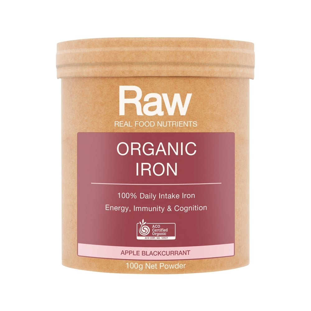 RAW REAL FOOD NUTRIENTS ORGANIC IRON APPLE BLACKCURRANT 100G
