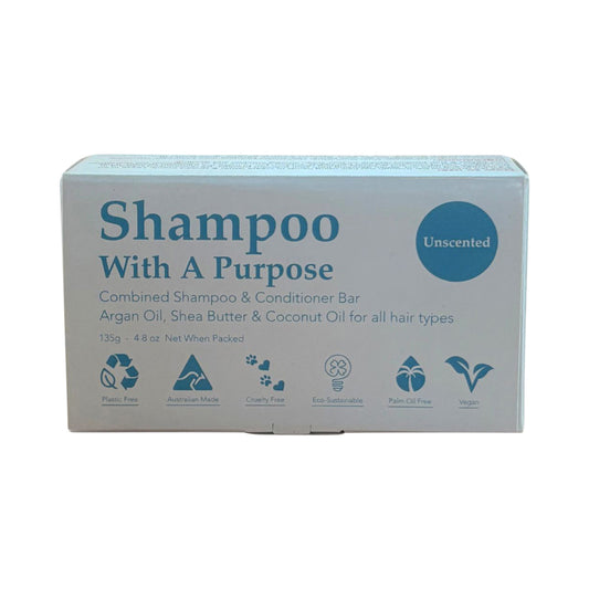 SHAMPOO WITH A PURPOSE COMBINED SHAMPOO & CONDITIONER BAR UNSCENTED 135G