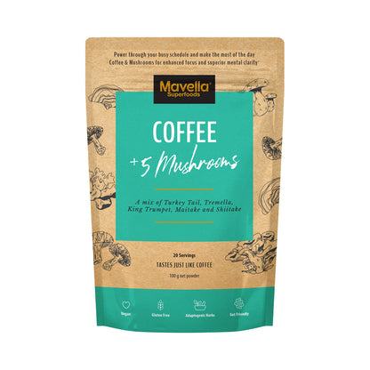 MAVELLA SUPERFOODS COFFEE + 5 MUSHROOMS 100G